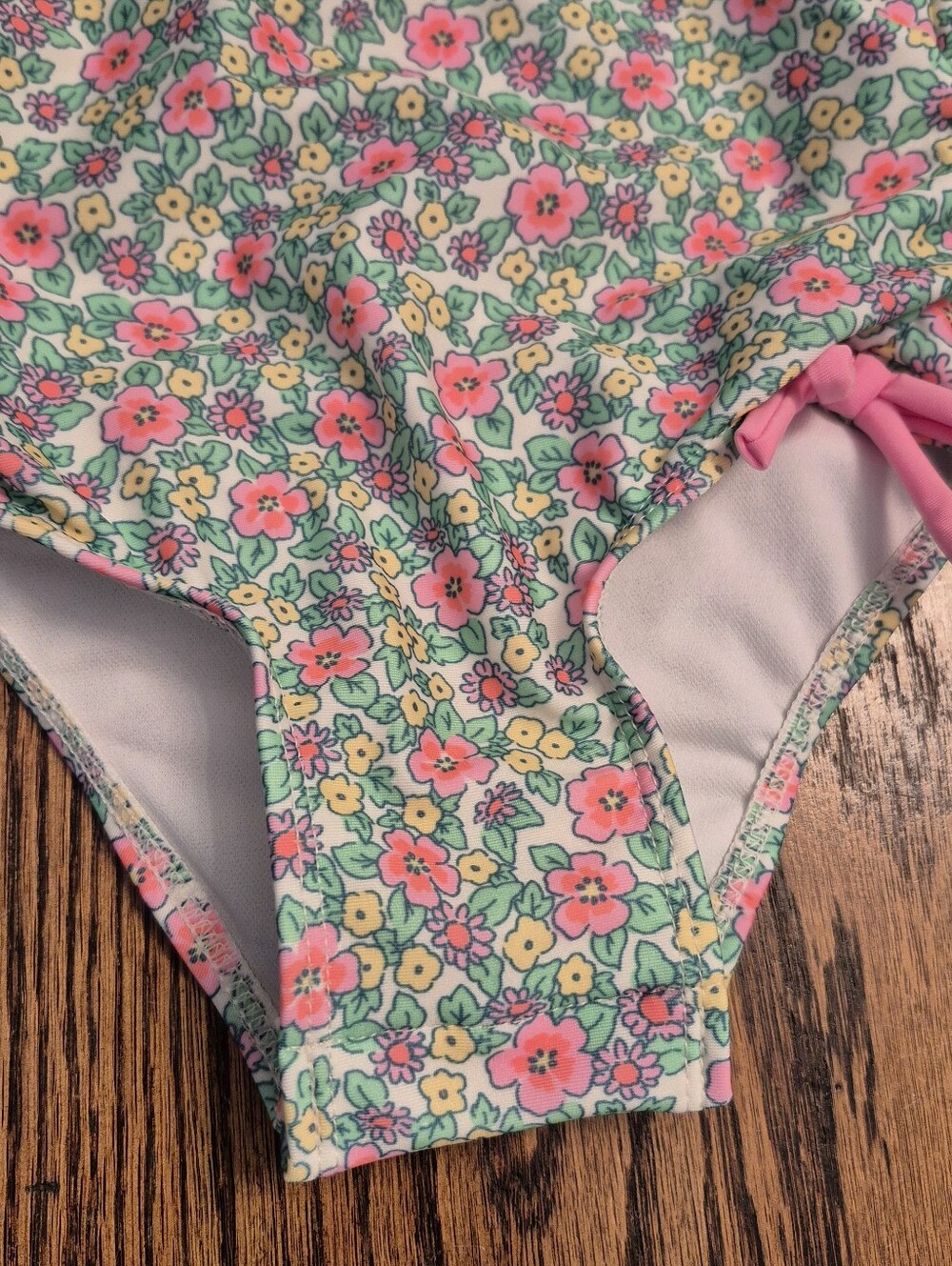 Cat & Jack Pink Zip-Front Strawberry Stripe Rashguard Set Of 2 - Picture 8 of 10